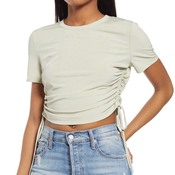 Wayf Tops - New Wayf Side Tie Ribbed Tee Size XS
